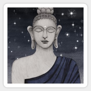 sleeping buddha with stars Sticker